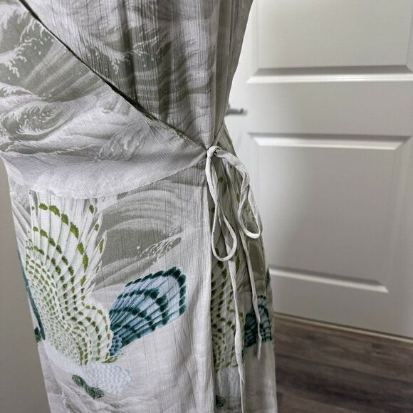 NWT All Saints Dela Ngaru Sea Green Flowy Crepe Wrap Dress US Size 0 - Picture 6 of 13